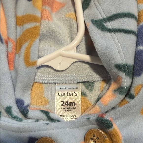 Carter's Blue Floral Fleece Jacket and Levi’s Jean. 24 mos. - Picture 2 of 5